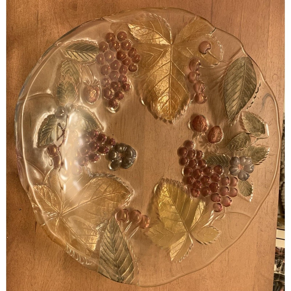 MIKASA SAVOIR VIVRE CRYSTAL‎ FRUIT CORNUCOPIA PLATTER Vintage